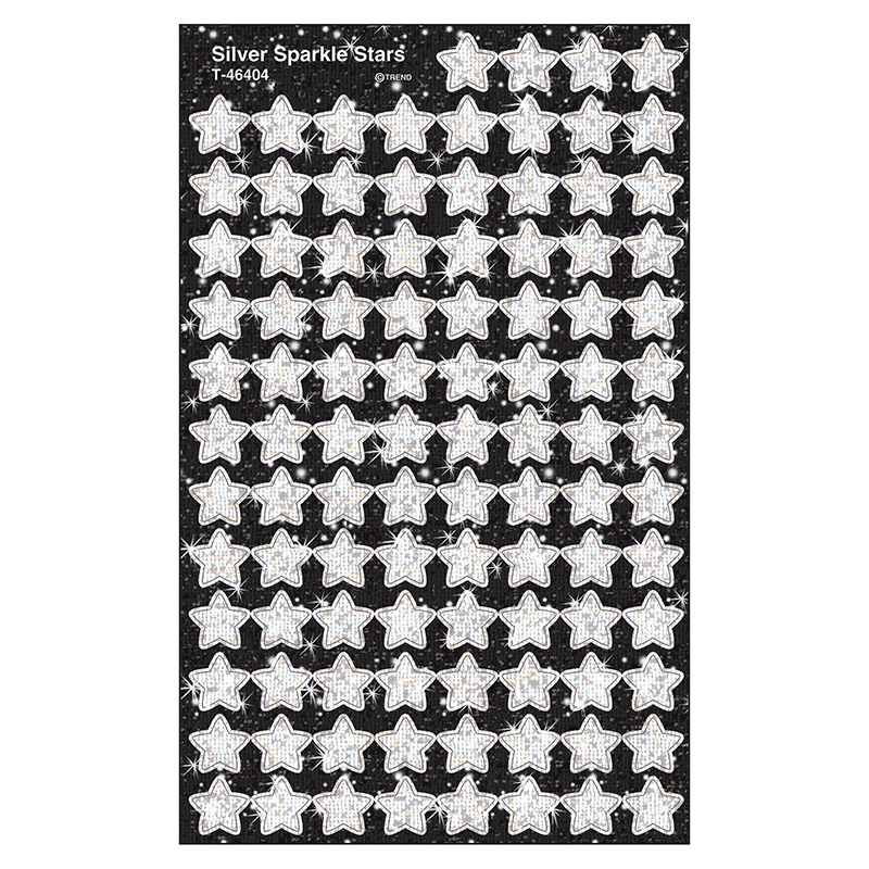 Supershapes Silver Sparkle Stars - 400 Per Pack - Pack of 6