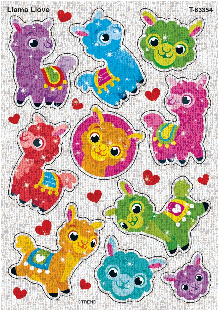 Llama Llove Sparkle Stickers - 20 Count - Pack of 6