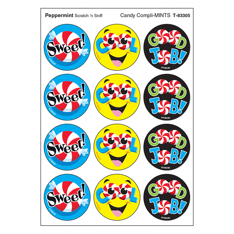 Candy Complimints & Peppermint Stinky Stickers - Pack of 6