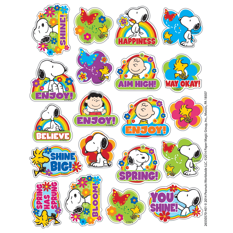 Picture of Eureka EU-655057-12 Peanuts Spring Theme Stickers - Pack of 12