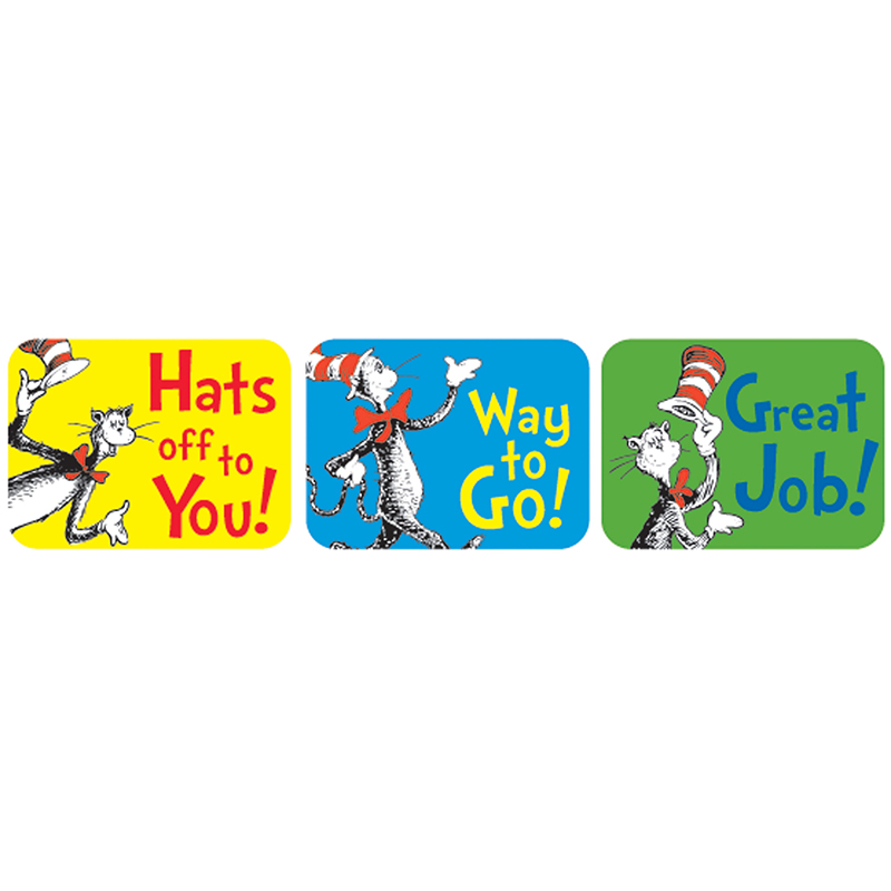 Picture of Eureka EU-658016-12 Cat In The Hat Success Stickers - Pack of 12