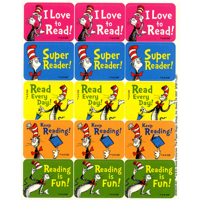 Picture of Eureka EU-658022-12 Cat In The Hat Reading Success Stickers - Pack of 12