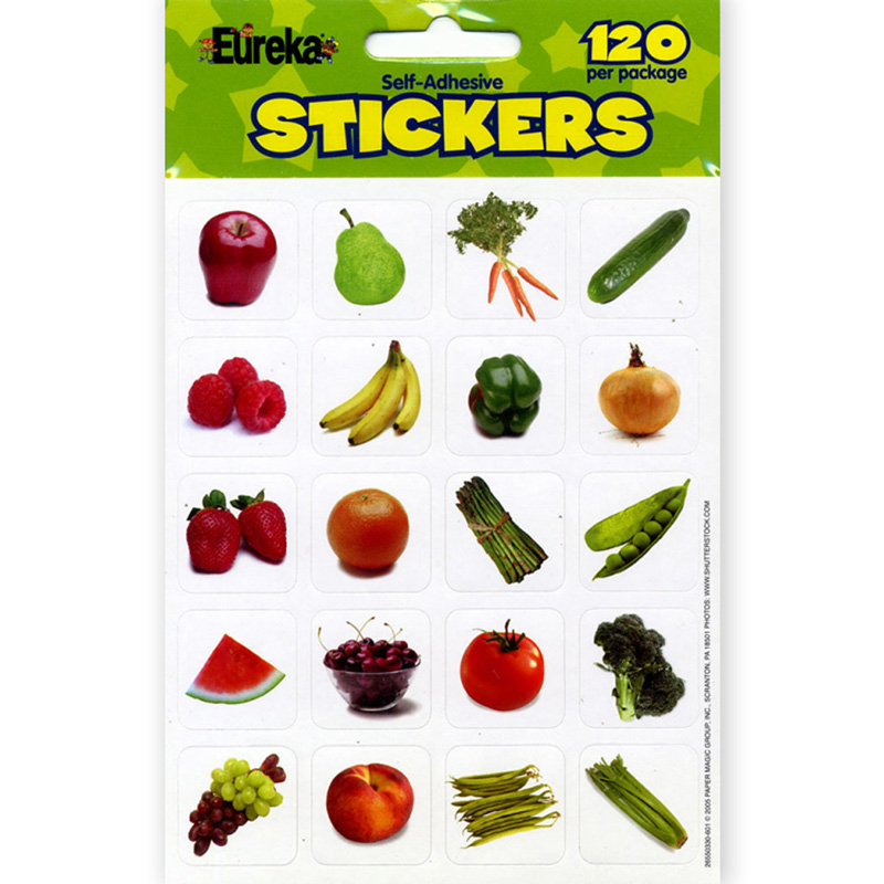 Picture of Eureka EU-655033-12 Fruits & Vegetables Photos Theme Stickers - Pack of 12