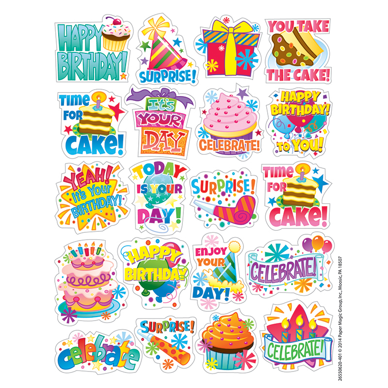 Picture of Eureka EU-655062-12 Birthday Theme Stickers - Pack of 12