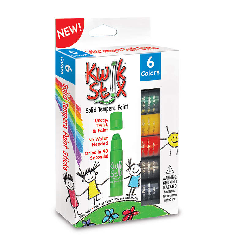 Kwik Stix Tempera Paint, Primary Color - Pack of 6