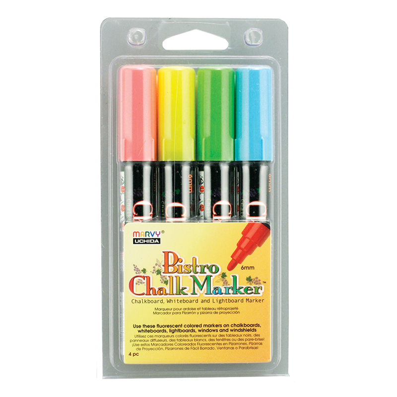UCH4804A-2 Marvy Bistro Chalk Markers Board Tip 4 Color Set - Pack of 2 -  Uchida Of America