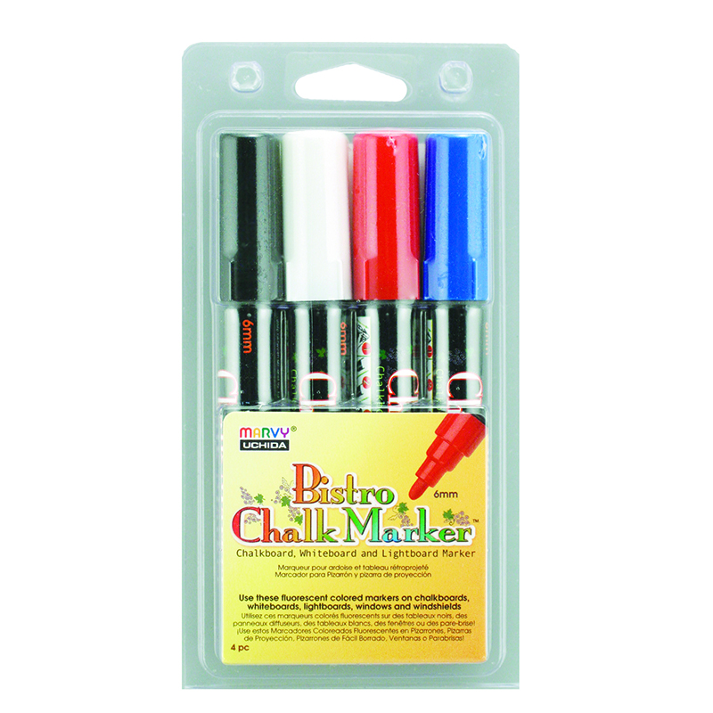 UCH4804C-2 Marvy Bistro Chalk Markers Board Tip 4 Color Set - Pack of 2 -  Uchida Of America