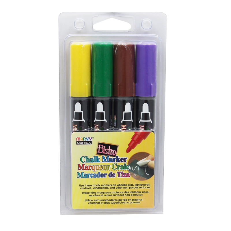 Marvy Bistro Chalk Markers Board Tip 4 Color Set - Pack of 2