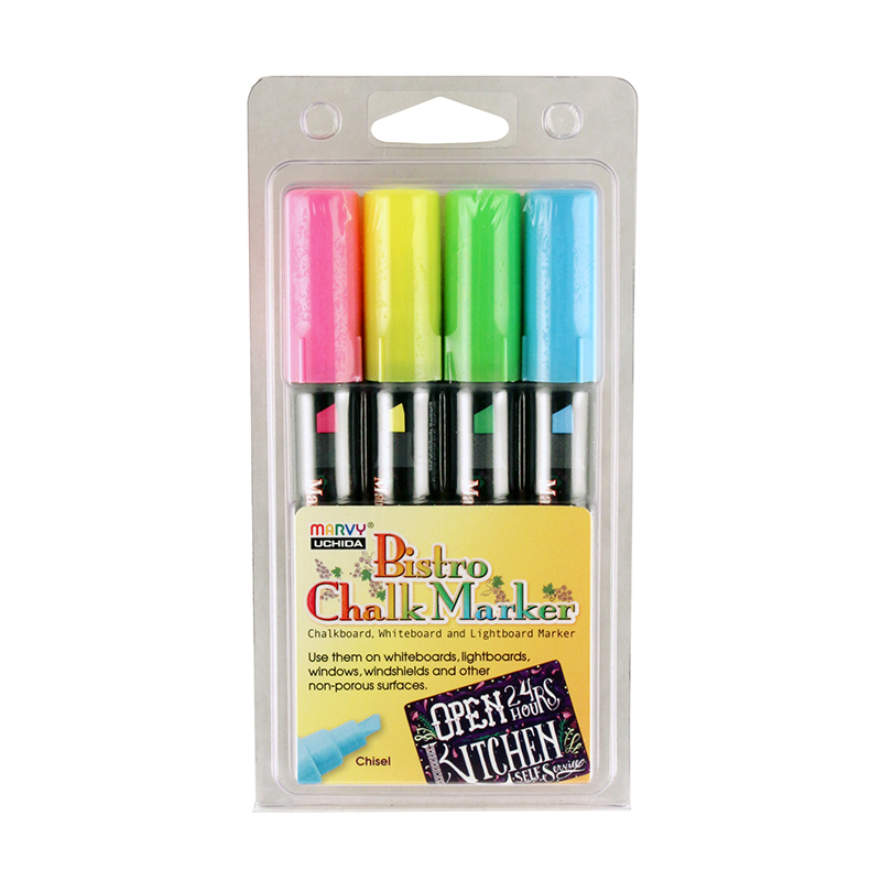 UCH4834H-2 Marvy Bistro Chalk Markers Chisel Tip 4 Color Set - Pack of 2