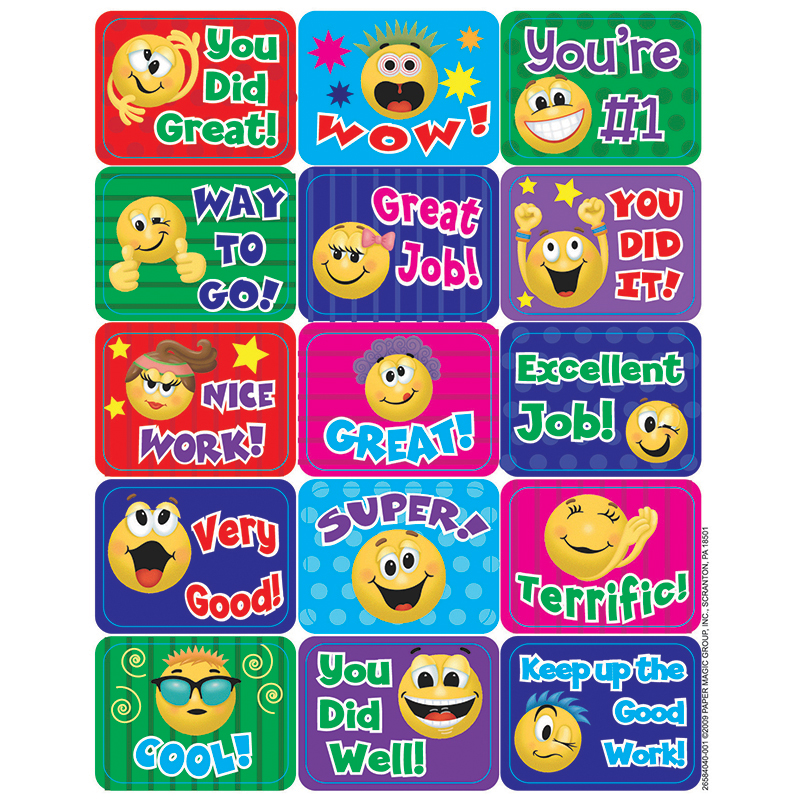 Emoticons Success Stickers - Pack of 12