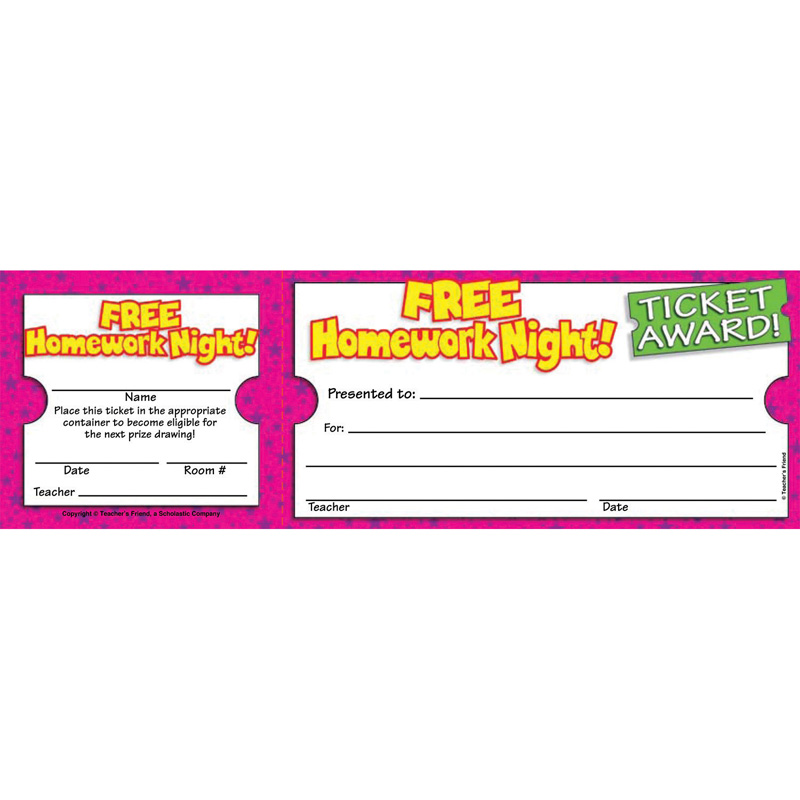Scholastic Teaching Resources  Free Homework Night Ticket Awards - Pack of 6