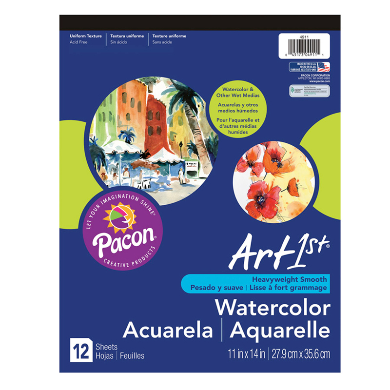 Pacon  11 x 14 in. Art 1st Watercolor Pad - 12 Sheets Per Pack - 3 Each