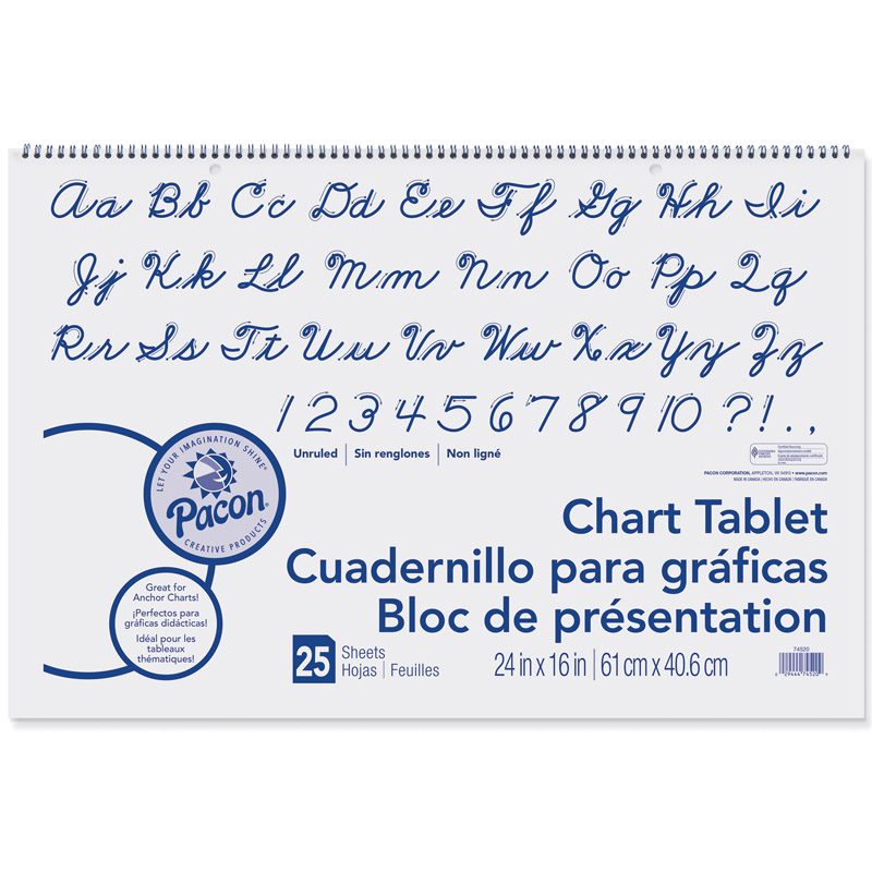 Chart Tablet Unruled, 24 x 16 in. - 25 Count - 3 Each
