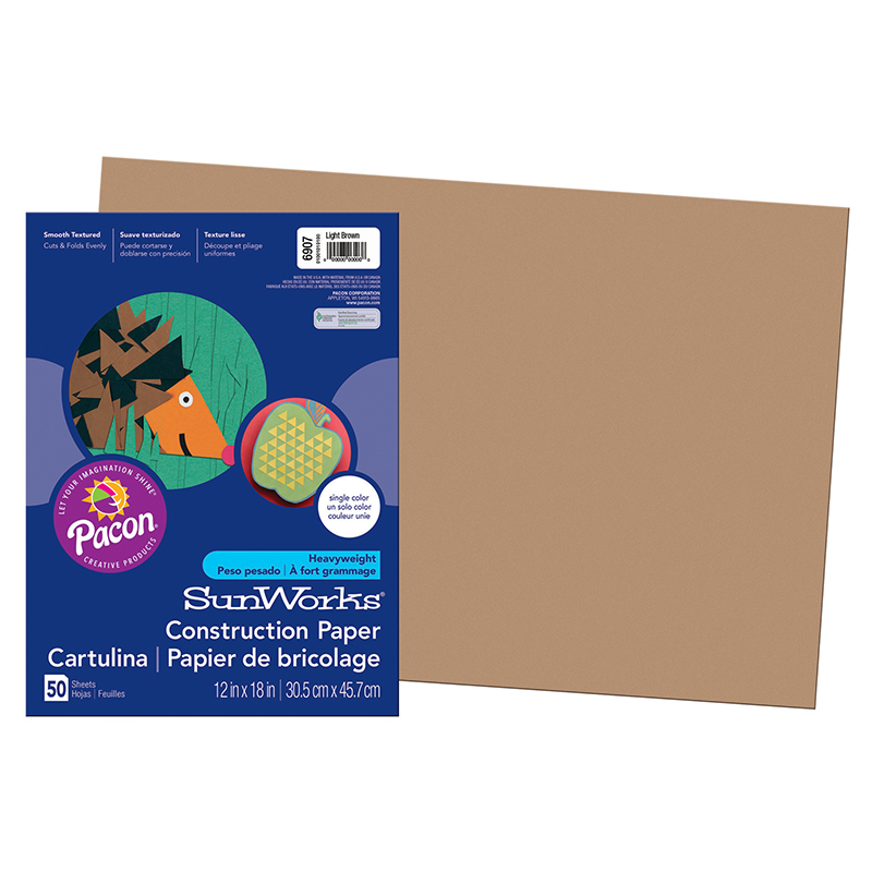 Pacon  12 x 18 in. Construction Paper, Lite Brown - Pack of 5