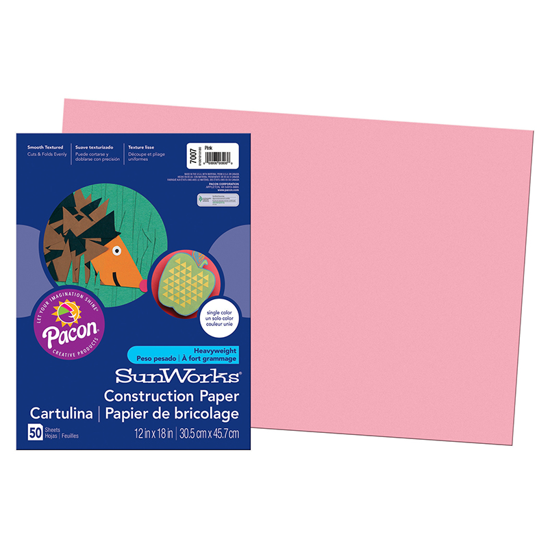 Pacon  12 x 18 in. Construction Paper, Pink - Pack of 5