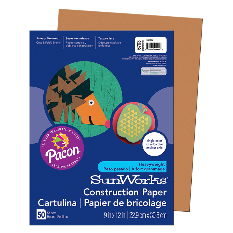 Construction Paper, Brown - 9 x 12 in. - Pack of 10