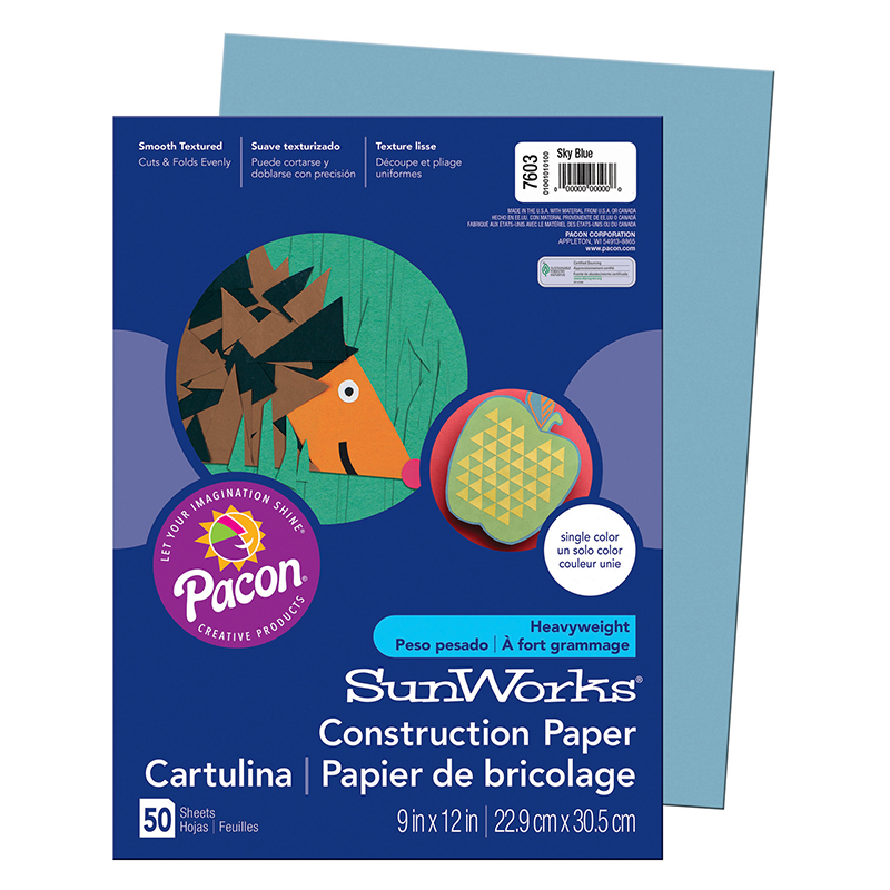 Pacon  Construction Paper, Sky Blue - 9 x 12 in. - Pack of 10