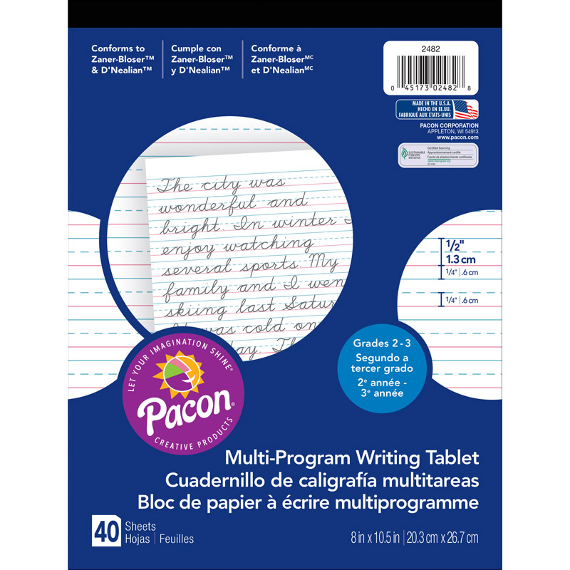 8 x 10.5 in. Writing Paper 0.5 in. Short Rule - 40 Sheets Per Pack - 12 Each
