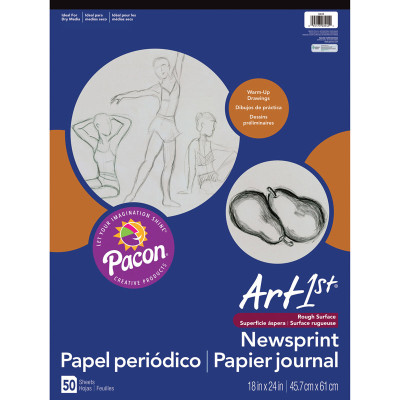 Pacon PAC3445-2 Art 1st Newsprint Pad, 18 x 24 in. - 50 Sheets Per Pack - 2 Each