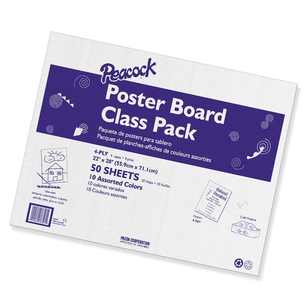 Picture of Dixon Ticonderoga PAC0076347 22 x 28 in. Poster Board Class Pack&#44; Assorted Colors - 50 Sheets