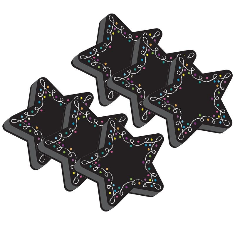 Magnetic Erasers Star Chalk Whiteboard - 6 Each
