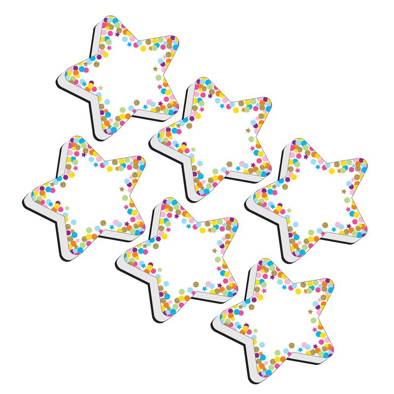 Magnetic Erasers Star Confetti Whiteboard - 6 Each