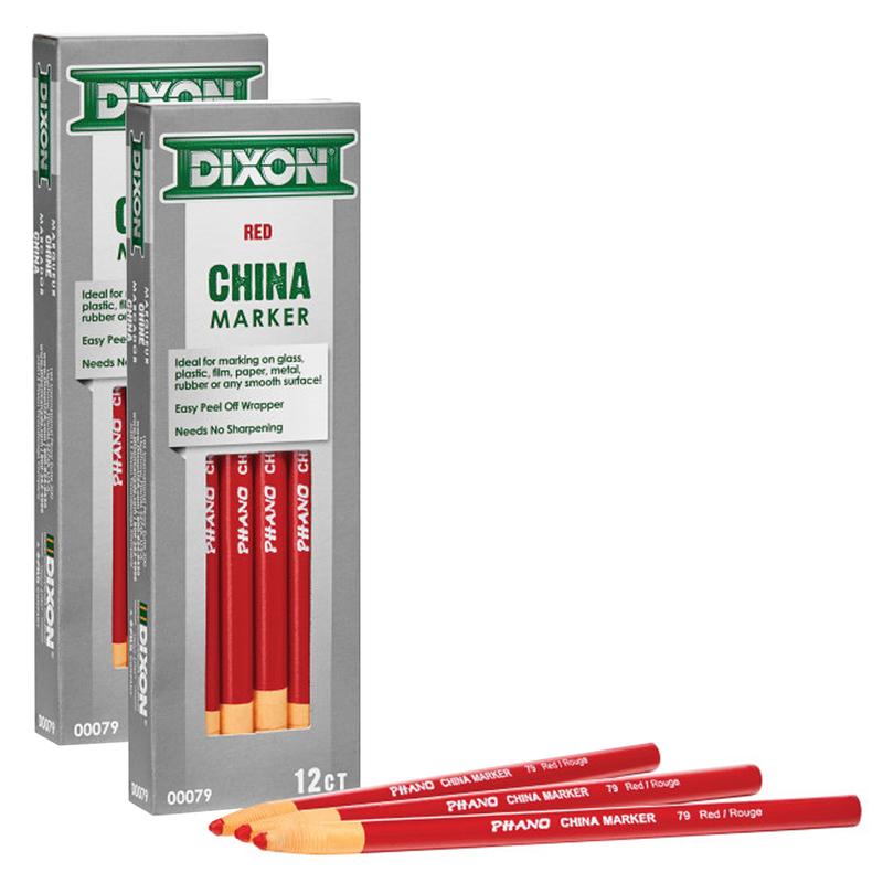 Phano China Markers, Red -Pack of 12 - 2 per Pack