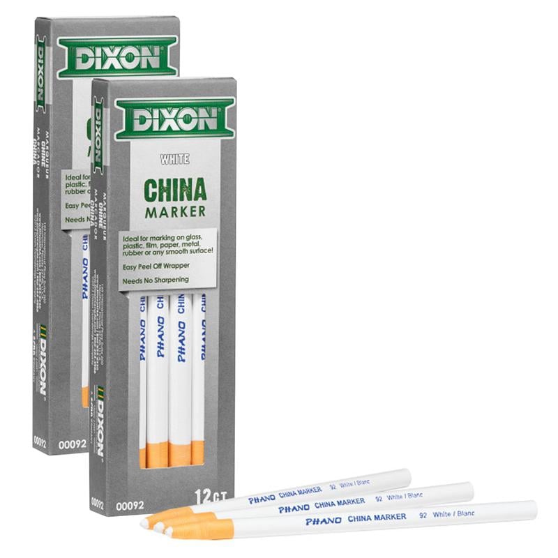 Dixon Ticonderoga  Phano China Markers, White - Pack of 12 - 2 per Pack