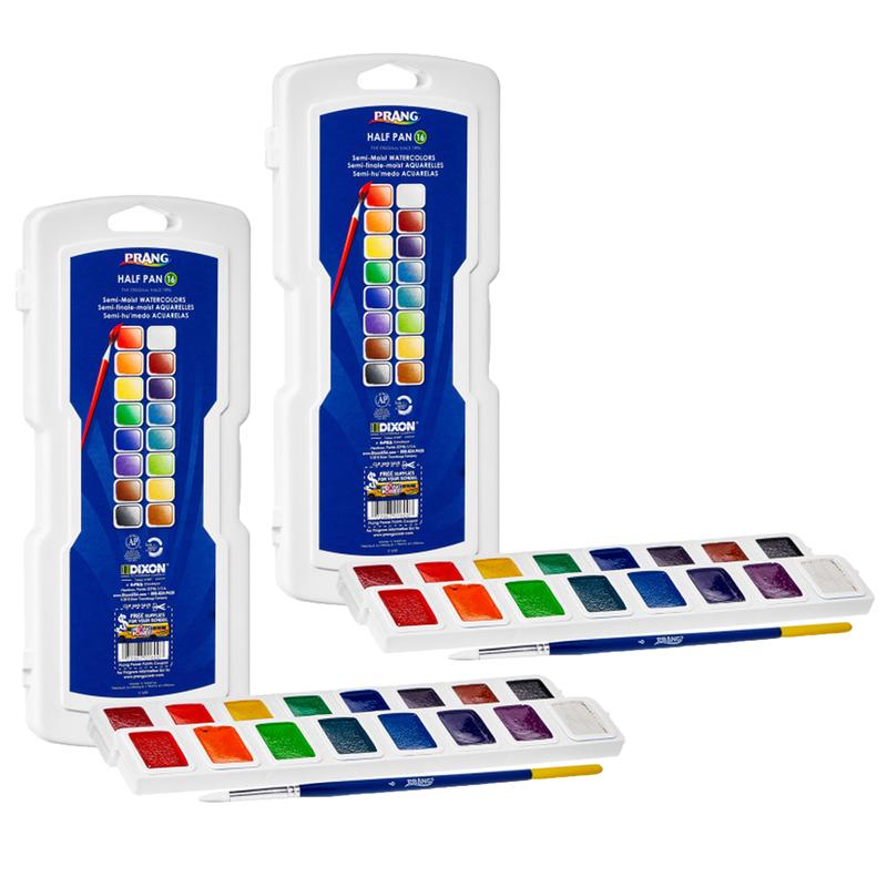 Half Pan Watercolors 16 Colors with Brush Prang - 2 per Pack