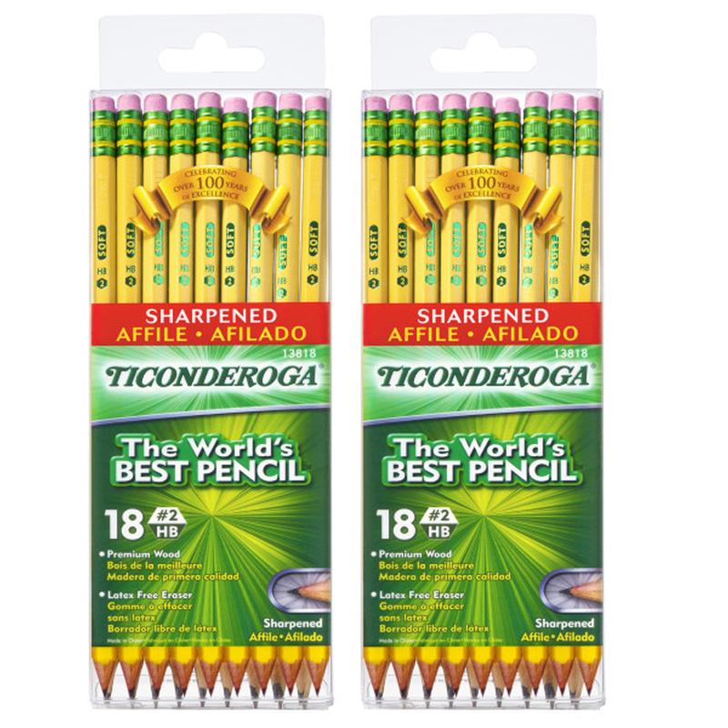 Picture of Dixon Ticonderoga DIX13818-2 Ticonderoga Presharp Pencils&#44; Soft Yellow - Pack of 18 - 2 per Pack