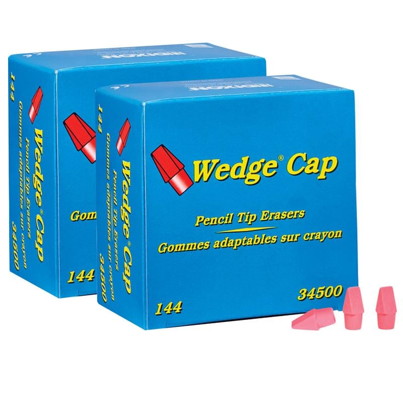 Dixon Ticonderoga  Wedge Pencil Cap Erasers, Pink - Pack of 144 - 2 per Pack