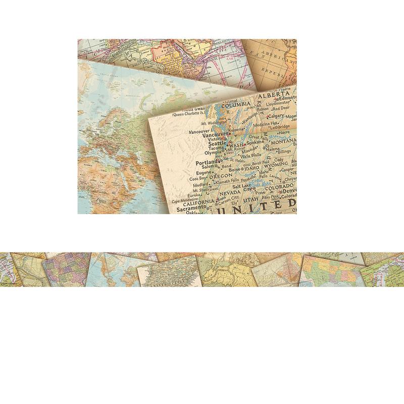 Picture of Teacher Created Resources TCR8639-6 Travel The Map Straight Border Trim - 6 per Pack