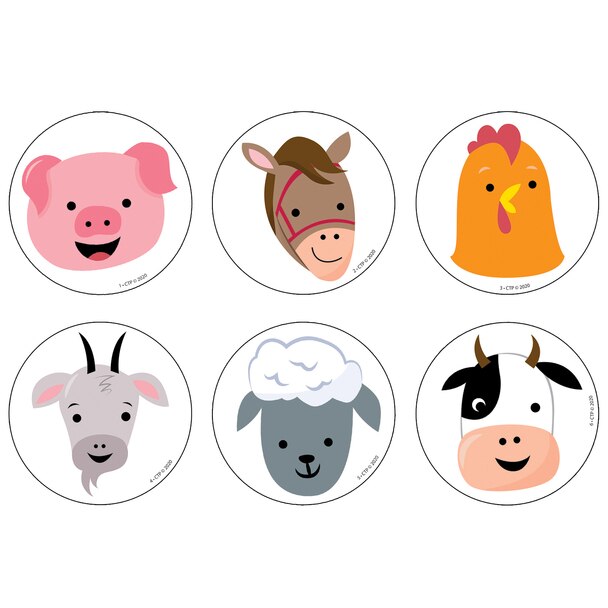 Picture of Creative Teaching Press CTP10233-6 3 in. Farm Friends Faces - Pack of 6