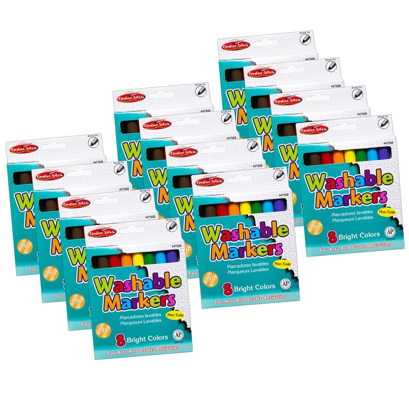 Picture of Charles Leonard CHL47508-12 Markers Washable Broad Tip&#44; Assorted Color - Box of 8 - 12 per Box