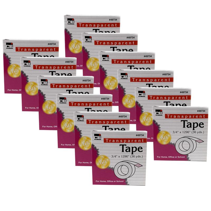 Picture of Charles Leonard CHL49734-12 1 in. Transparent Core Tape - 12 Roll