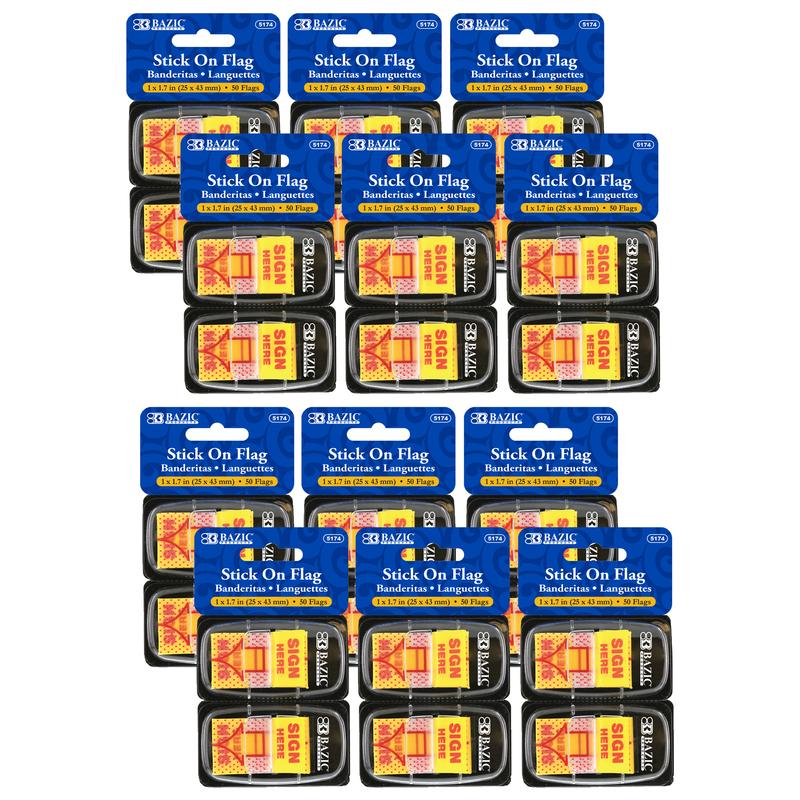 Picture of Bazic Products BAZ5174-12 1 in. Yellow Sign Here Stick On Flags - 50 Count - Pack of 12