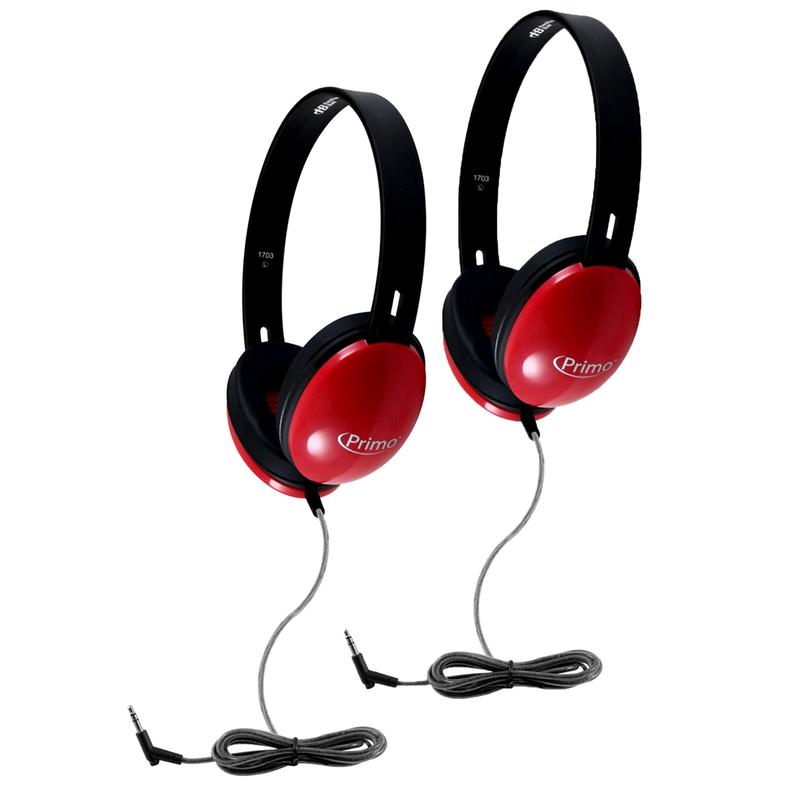 Picture of Hamilton Electronics Vcom HECPRM100R-2 Primo Stereo Headphones&#44; Red - 2 Each