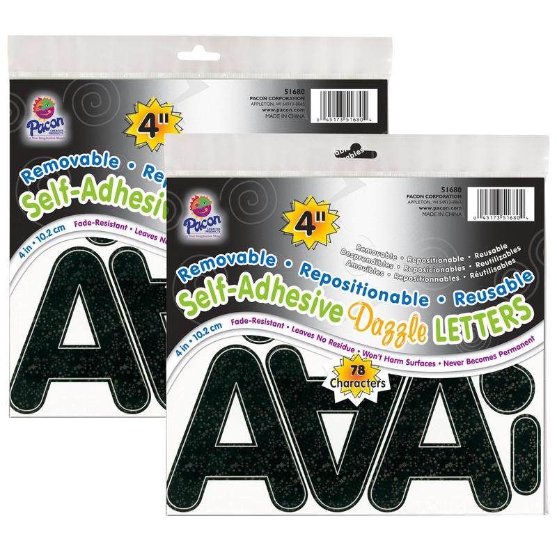 Letters Black Dazzle Puffy Font Self Adhesive, 4 in. - 2 per Pack