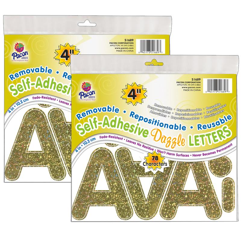 Letters Gold Dazzle Puffy Font Self Adhesive, 4 in. - 2 per Pack