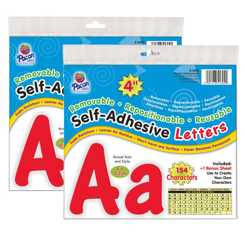 Letters Red Cheery Font Self Adhesive, 4 in. - 2 per Pack