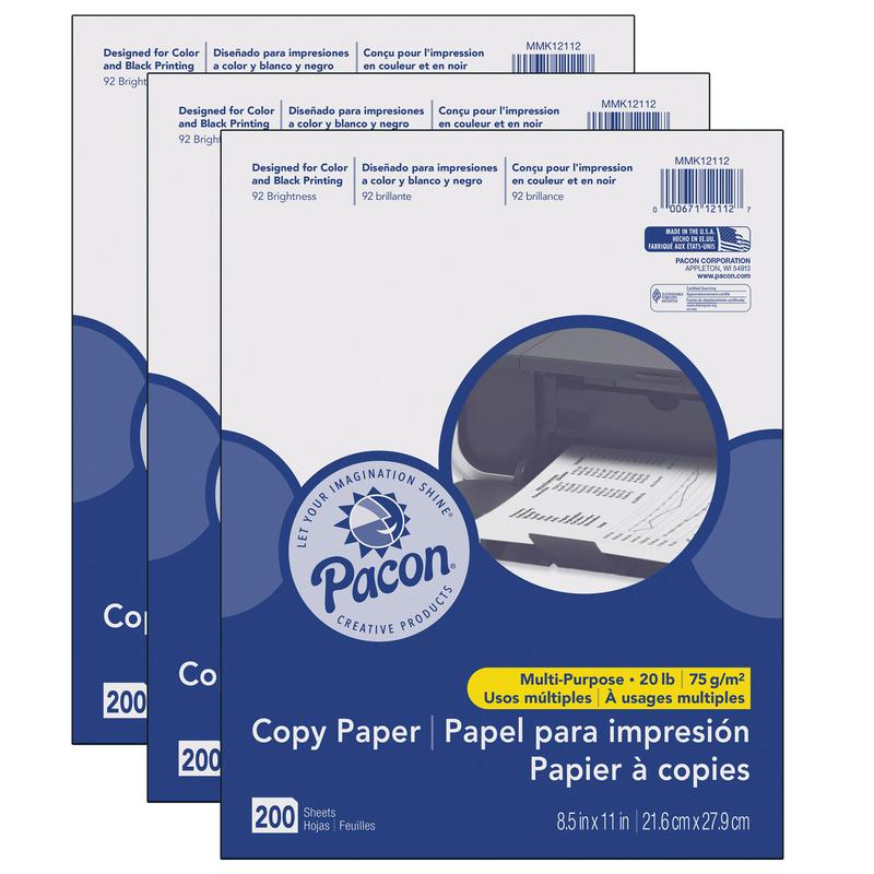 Dixon Ticonderoga PACMMK12112-3 Multi Purpose Paper, White - 200 Sheets - 3 per Pack