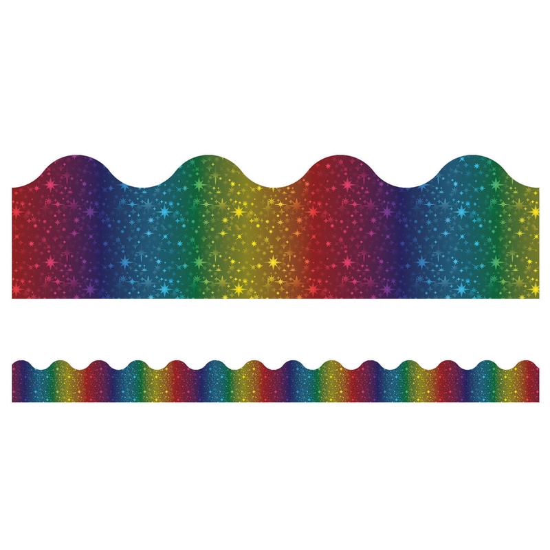 Picture of Carson Dellosa CD-108396 Rainbow Foil Scalloped Borders Sparkle & Shine