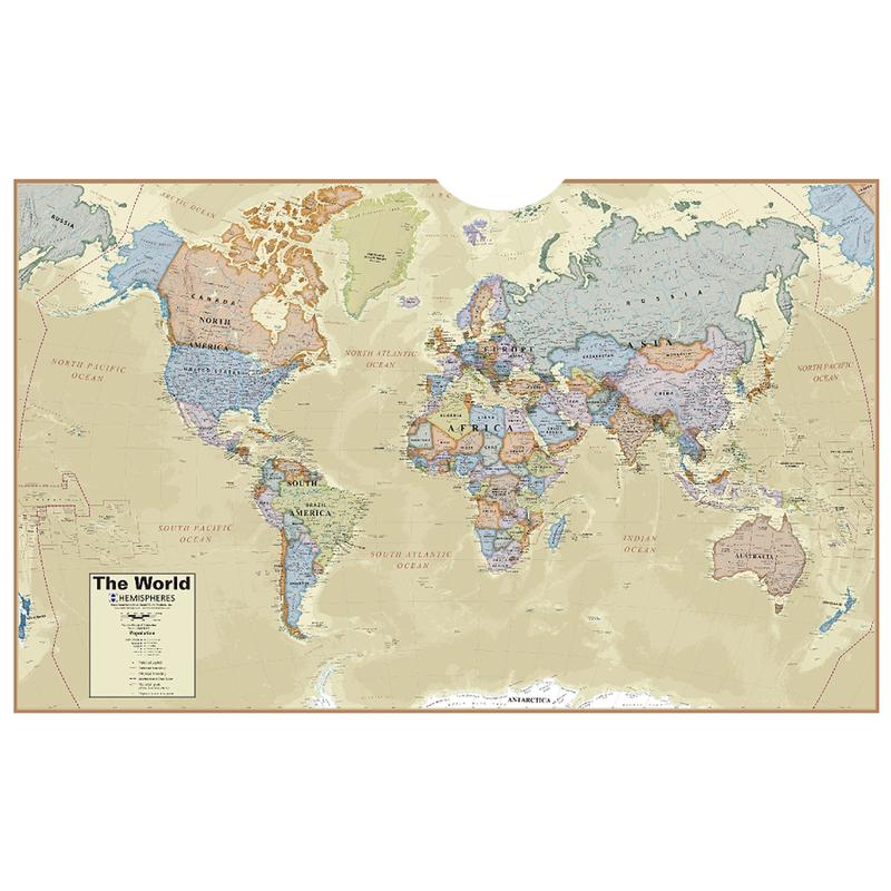 Picture of Waypoint Geographic RWPHM03 Boardroom Series World Wall Map Hemispheres Laminated