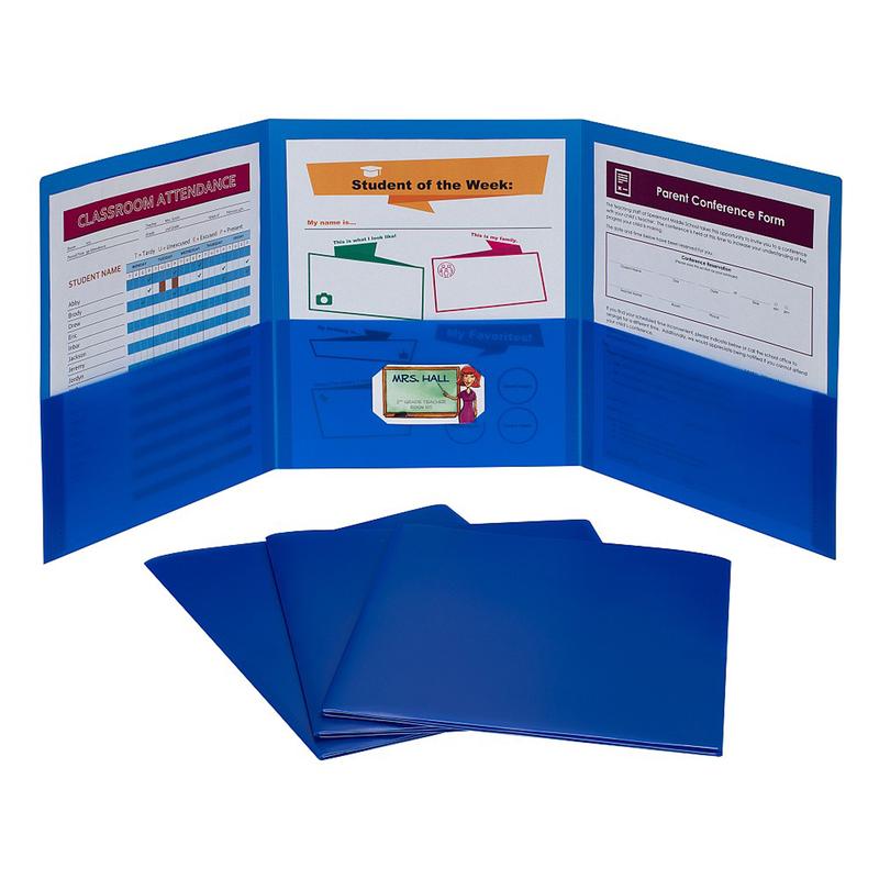 Picture of C-line Products CLI33945 3 Pocket Poly Portfolio, Blue - Box of 24