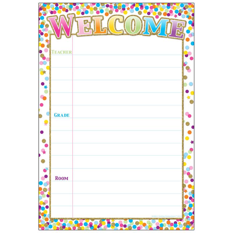 Picture of Ashley Productions ASH91082 Confetti Welcome Chart Smart Poly - 13 x 19 in.