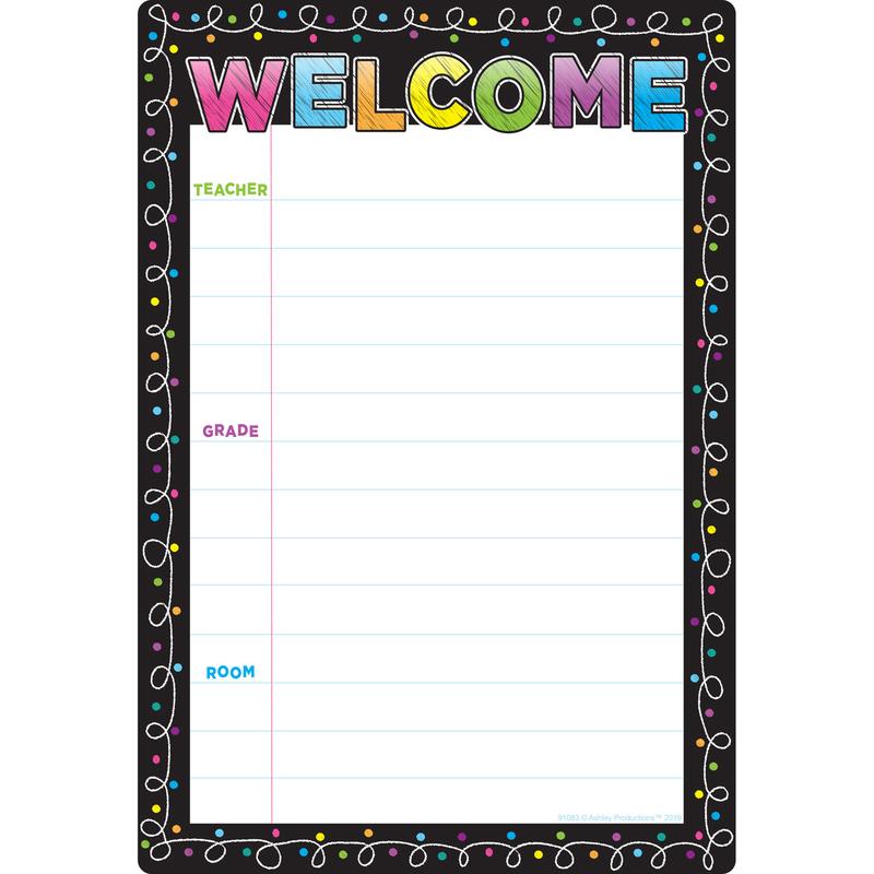Picture of Ashley Productions ASH91083 Chalk Dots Welcome Chart Smart Poly - 13 x 19 in.