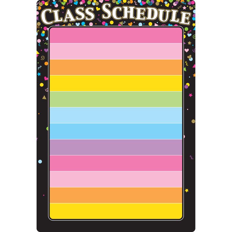 Picture of Ashley Productions ASH91084 Black Confetti Class Schedule Chart Smart Poly - 13 x 19 in.