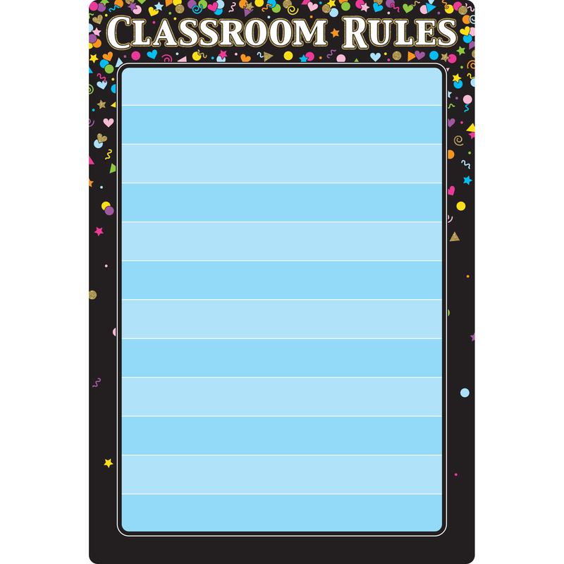 Picture of Ashley Productions ASH91085 Blck Confetti Classroom Rules Chart Smart Poly - 13 x 19 in.
