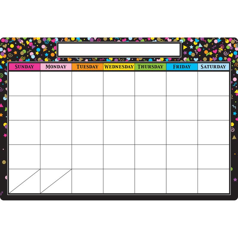 Picture of Ashley Productions ASH91088 Black Confetti Calendar Chart Smart Poly - 13 x 19 in.