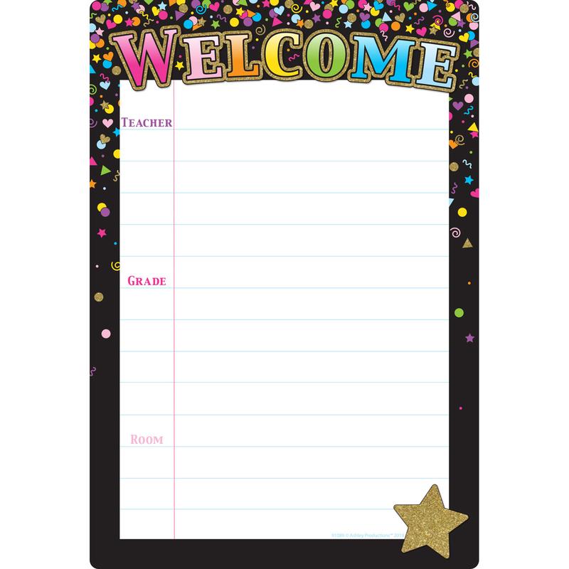 Picture of Ashley Productions ASH91089 Black Confetti Welcome Chart Smart Poly - 13 x 19 in.